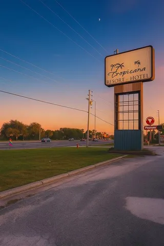 a view of a street with an ocean view