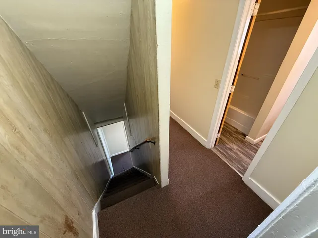 an empty room with a door