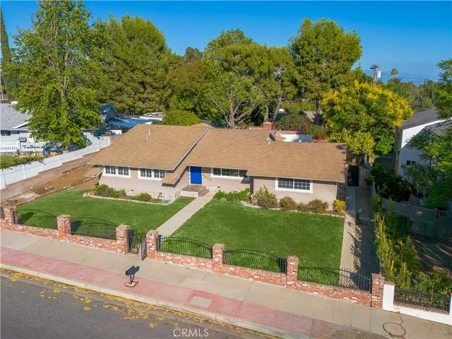 an aerial view of a house