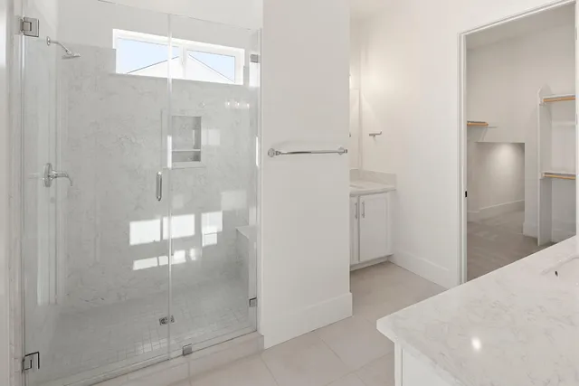 a view of an empty walk in closet