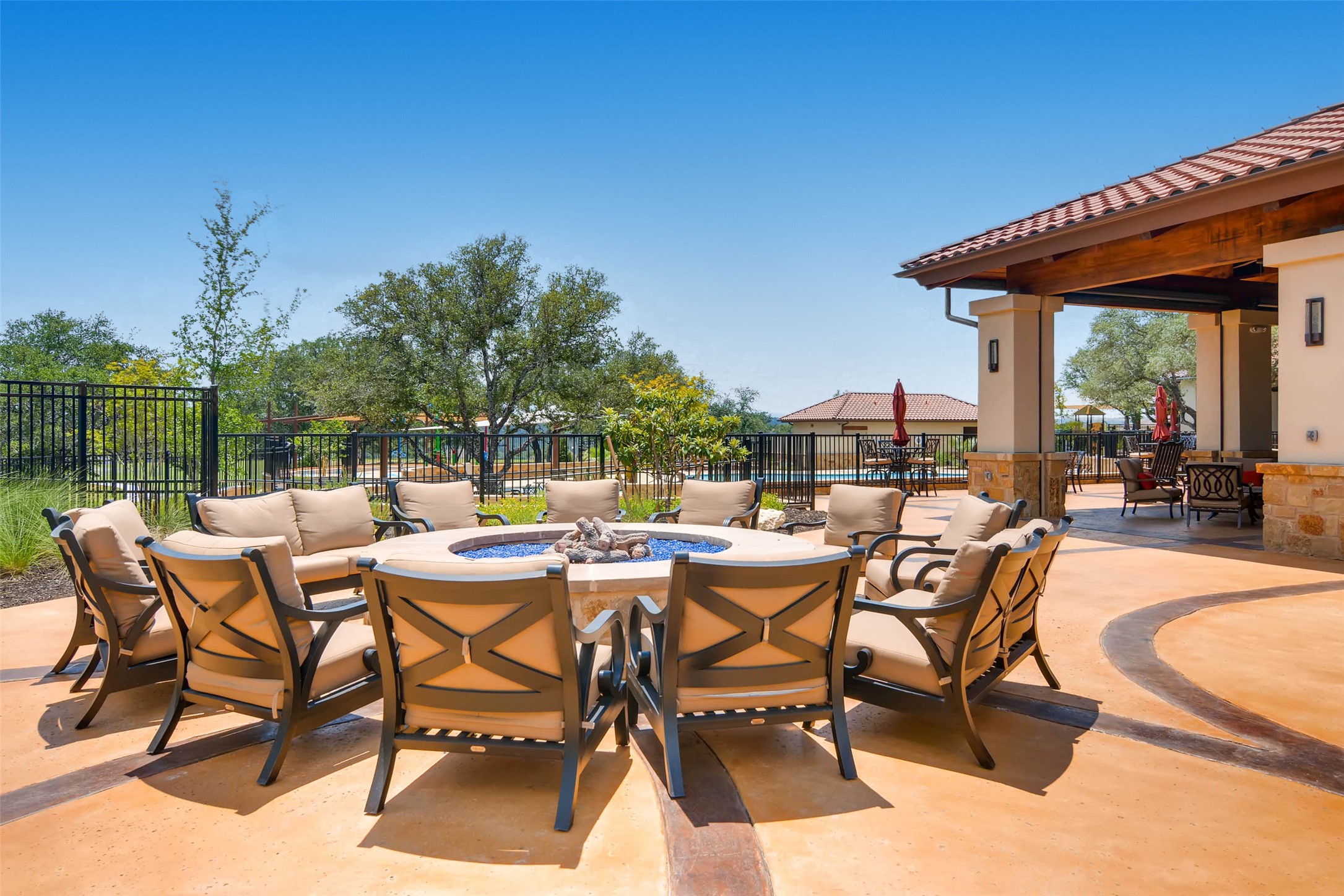 1045 Villa Rialto View Leander, TX 78641 - Photo 36 of 40 View of patio with an outdoor living space with a fire pit