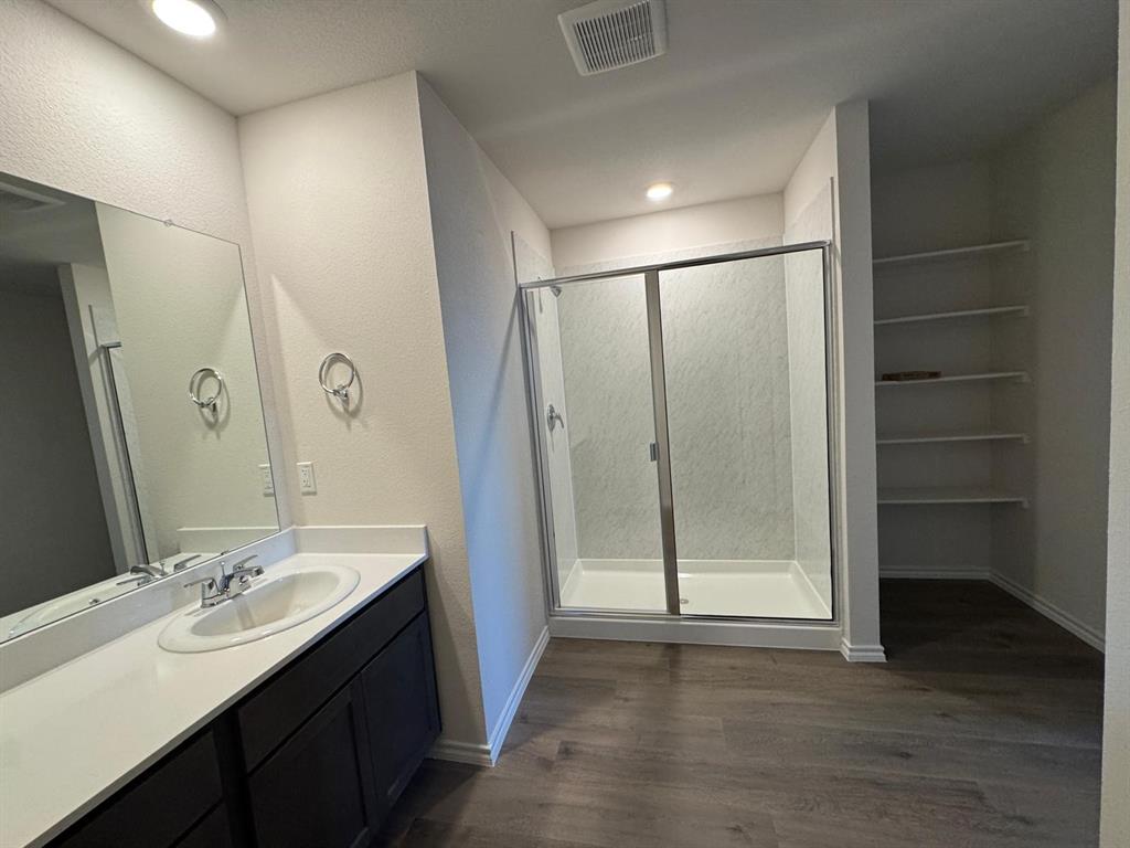 3905 Turquoise Avenue Celina, TX 75009 - Photo 6 of 19 a bathroom with a double vanity sink mirror and shower