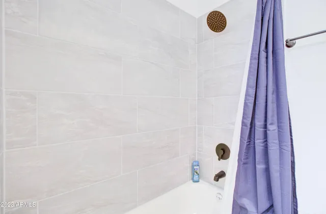 a bathroom with a bathtub