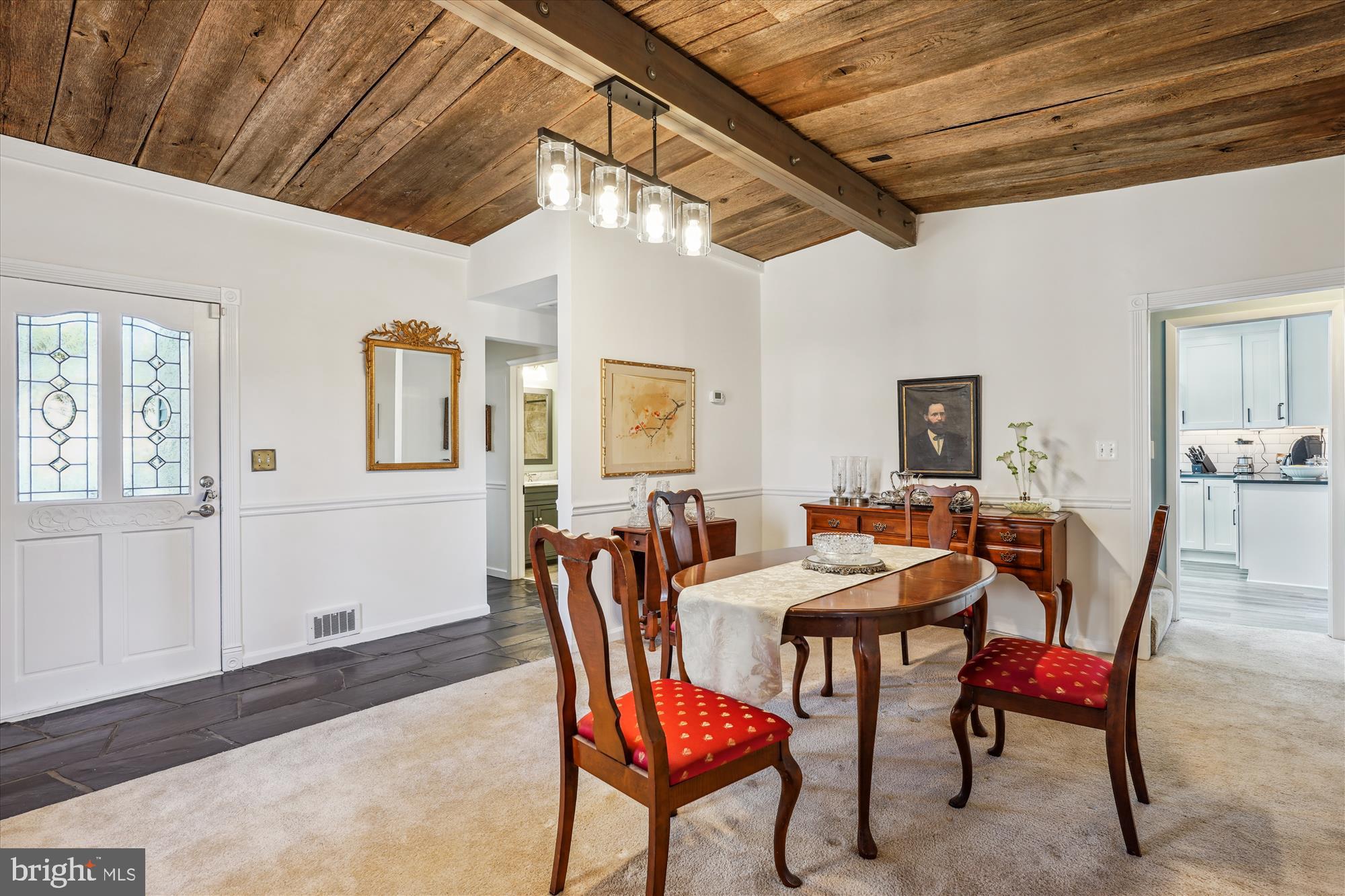 9710 Wightman Road Gaithersburg, MD 20882 - Photo 3 of 46 Stunning Dining Room with Reclaimed Wood Ceiling