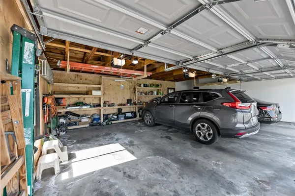 a car parked in a garage