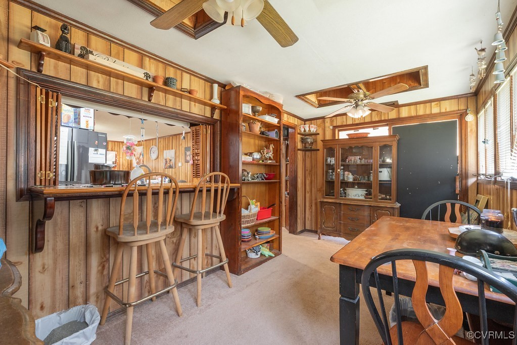 6006 Indigo Road Richmond, VA 23230 - Photo 21 of 48 Indoor bar with a ceiling fan, carpet, freestandin