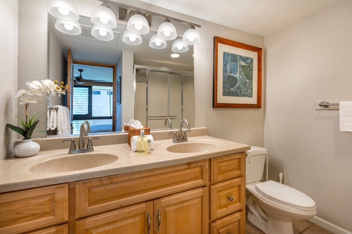 1661 Pee Road, Unit I202 Koloa, HI 96756 - Photo 7 of 11 a bathroom with a toilet a sink and mirror