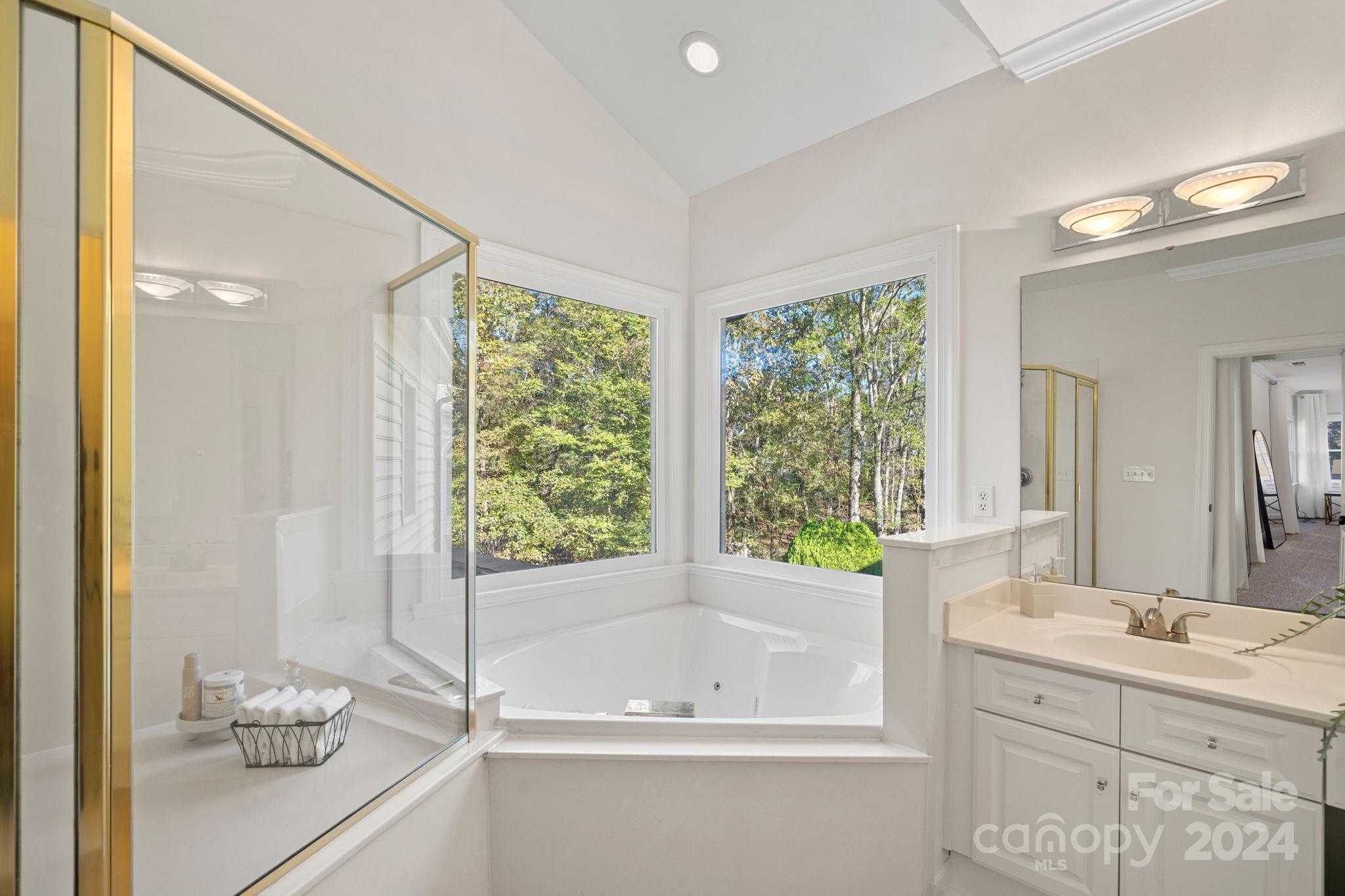 3425 Rhett Butler Place Charlotte, NC 28270 - Photo 23 of 48 a bathroom with a granite countertop sink and a bathtub