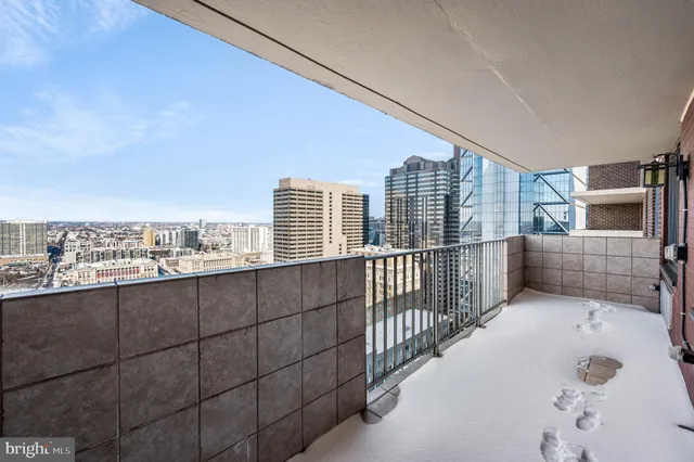 a view of balcony with city view