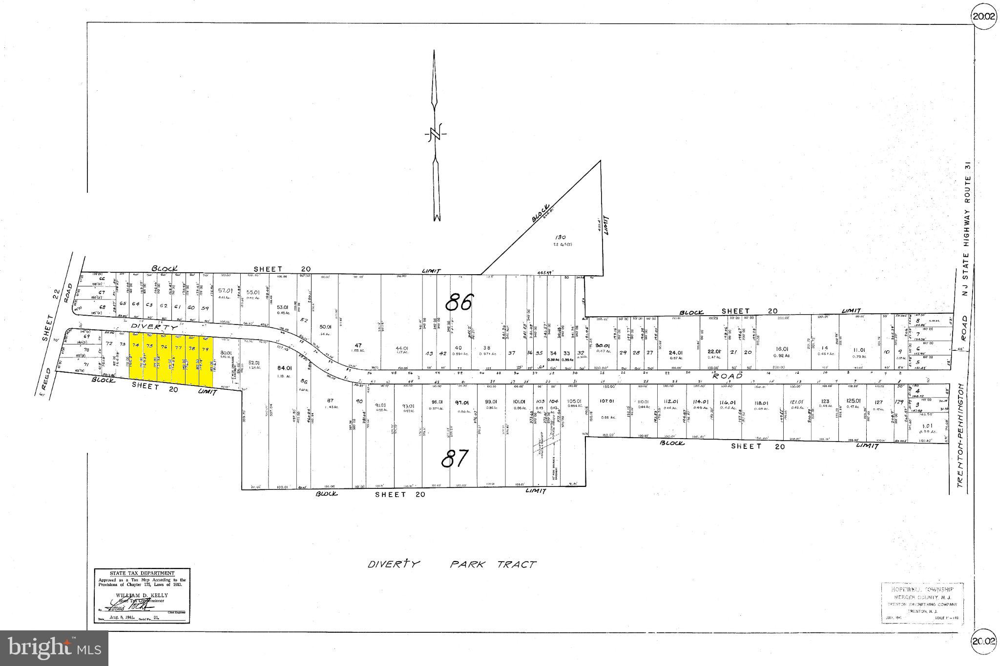 57 Diverty Road Pennington, NJ 08534 - Photo 76 of 86 Detailed land survey blueprint.
