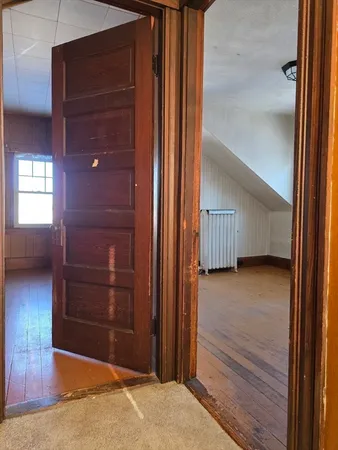 an empty room with closet