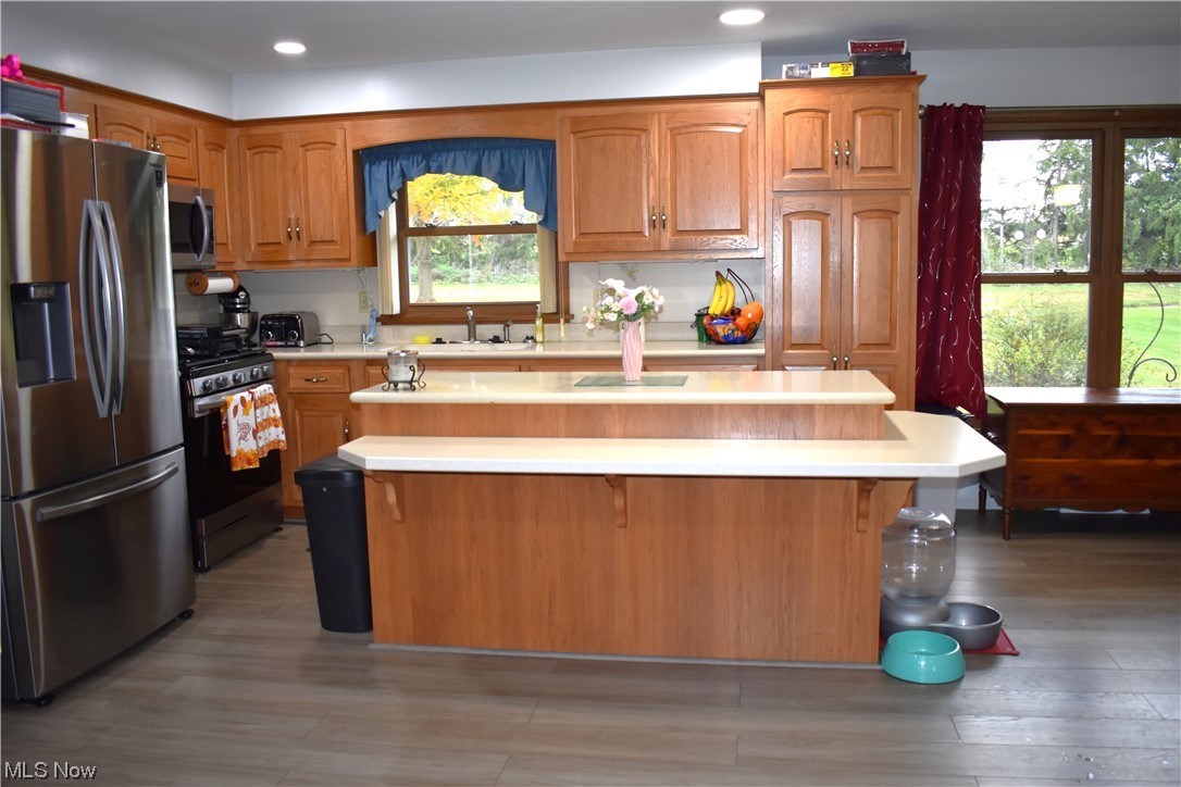 1597 South Funk Road Wooster, OH 44691 - Photo 7 of 35 Mullet cabinetry, corian counters, & stainless-steel appliances.