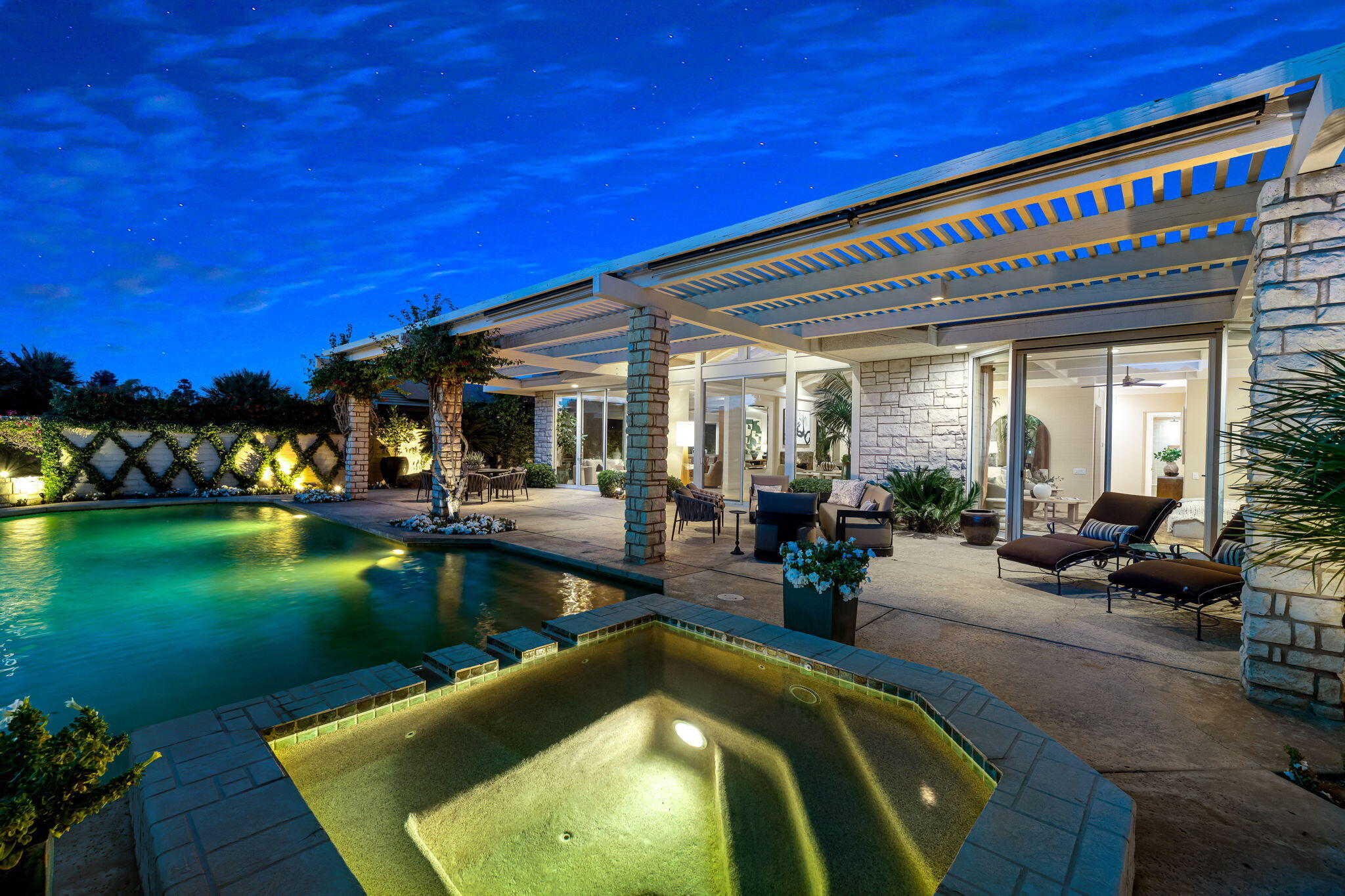 74 Mayfair Drive Rancho Mirage, CA 92270 - Photo 58 of 64 Back of home at dusk