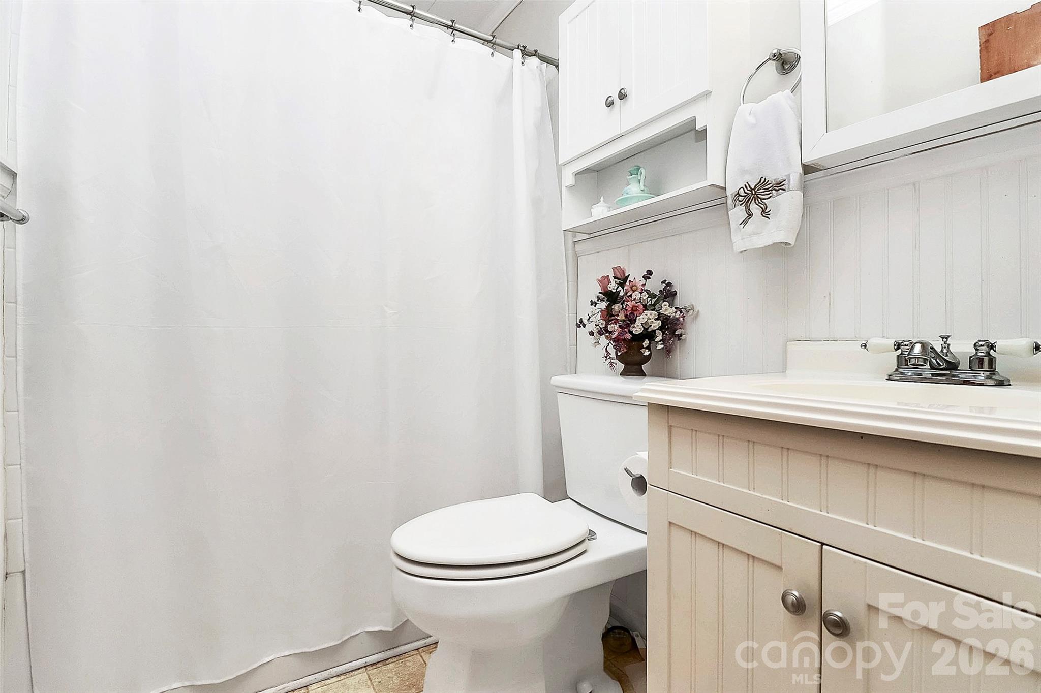 326 North Alexander Street Mount Holly, NC 28120 - Photo 8 of 11 a bathroom with a sink a toilet and shower curtain