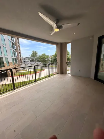 a view of a building from a balcony