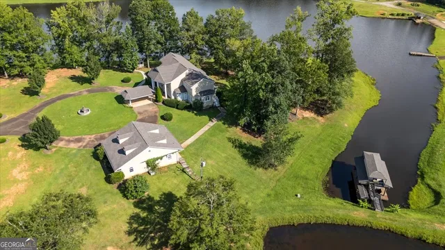 a view of a lake with a city view