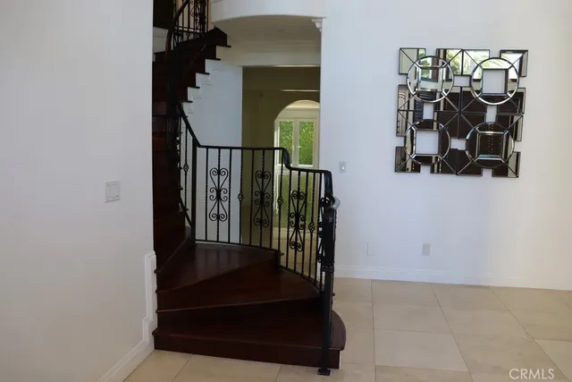 a view of a room with a large window