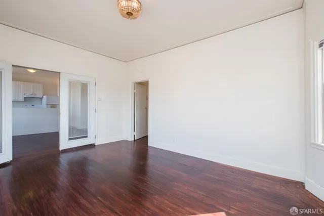 a view of kitchen with wooden floor