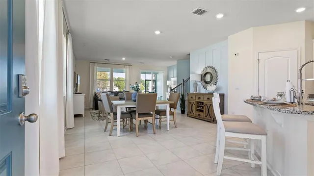 a view of a dining area with furniture