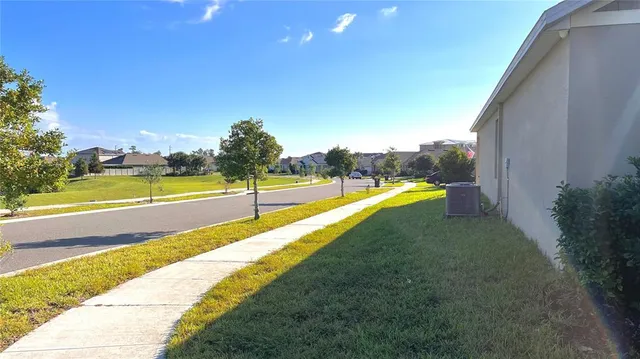 a view of an outdoor space and swimming pool
