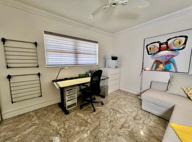 a view of a park with plants and trees