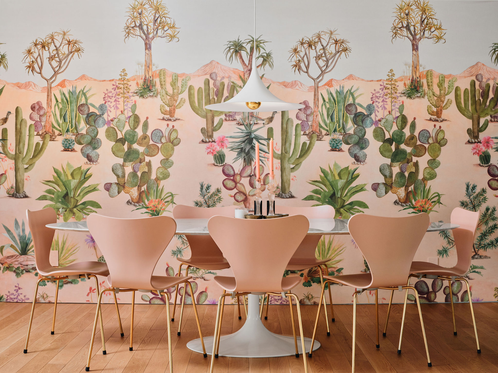 Undisclosed Address Austin, TX 78731 - Photo 11 of 26 Bold, desert-themed wallpaper creates an inviting atmosphere for daily meals.