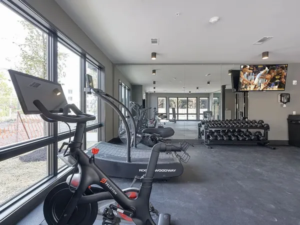 a view of a room with gym equipment