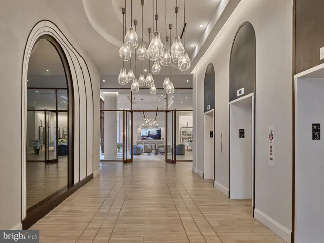 a view of a livingroom with a chandelier