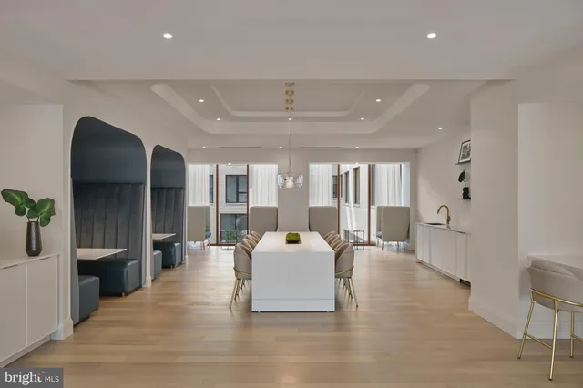 a front view of a building with street view