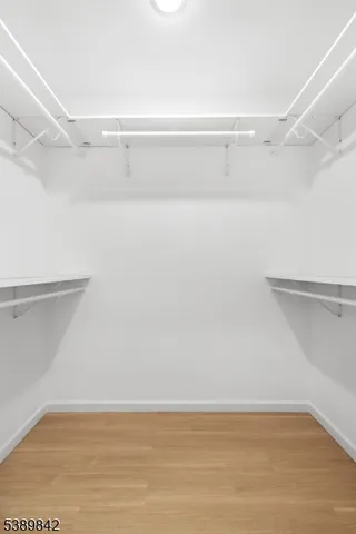 a view of an empty walk in closet