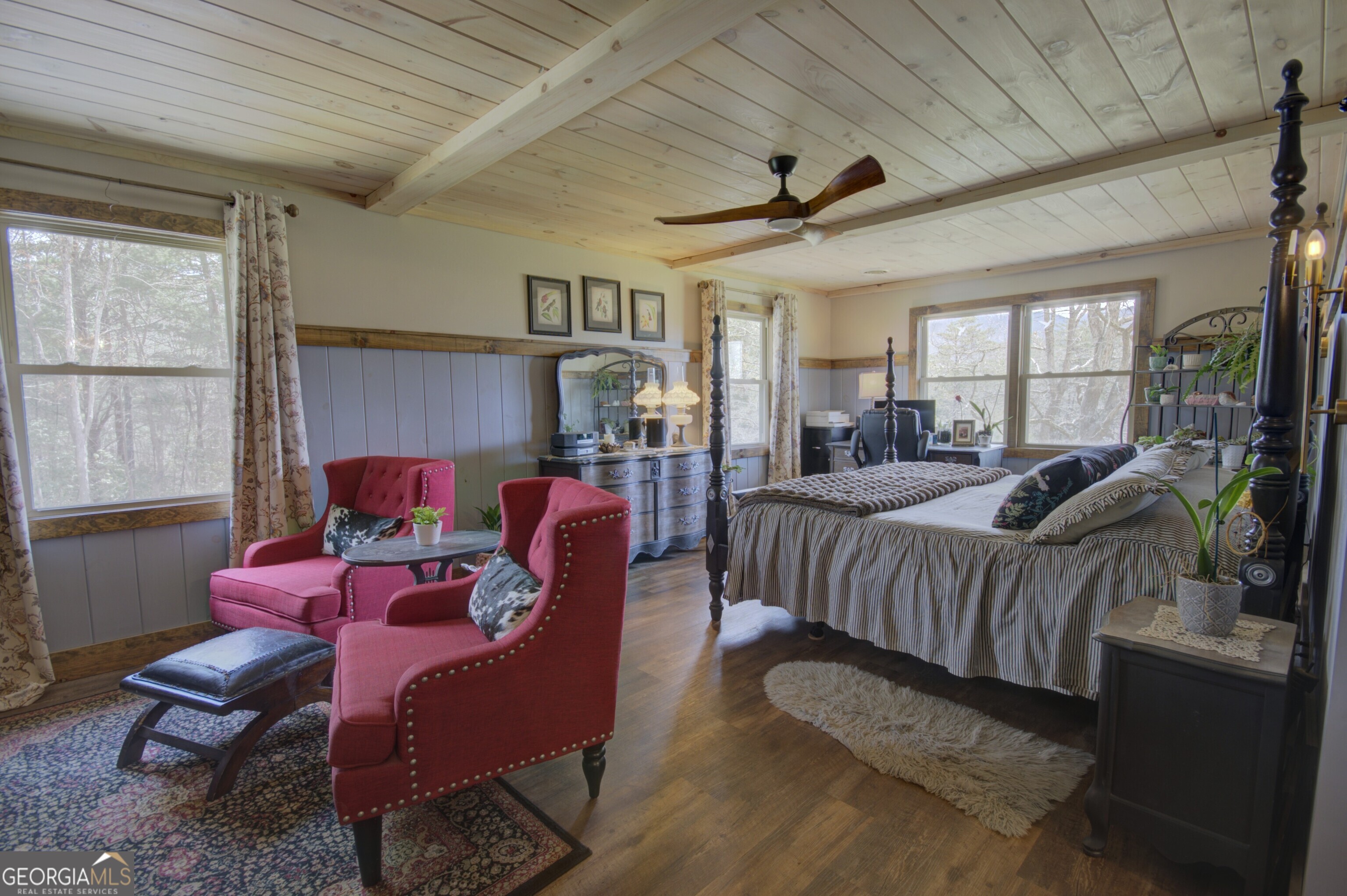 199 Oak Ridge Drive Blairsville, GA 30512 - Photo 81 of 107 a living room with furniture a ceiling fan and a window