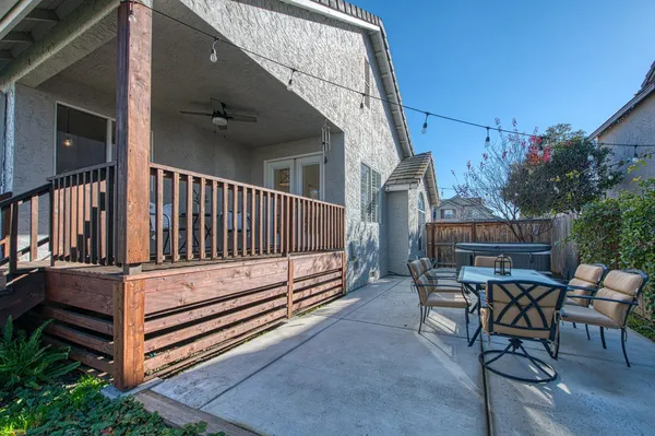 an aerial view of a houses with yard