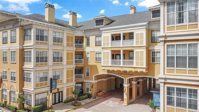 a front view of a building with glass windows