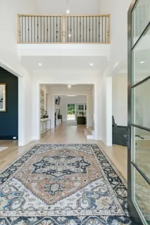 a living room with a fireplace