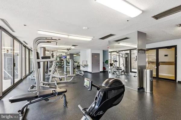 a view of a room with gym equipment