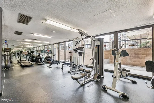 a view of a room with gym equipment