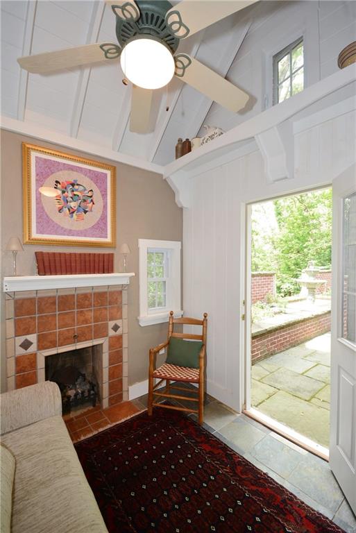 885 Old Hickory Road Mt. Lebanon, PA 15243 - Photo 22 of 25 Inside the garden house you find a gas fireplace for cool evenings and a ceiling fan for warmer seasons. Relax with a good book and listen to the fountain just outside this charming room.
