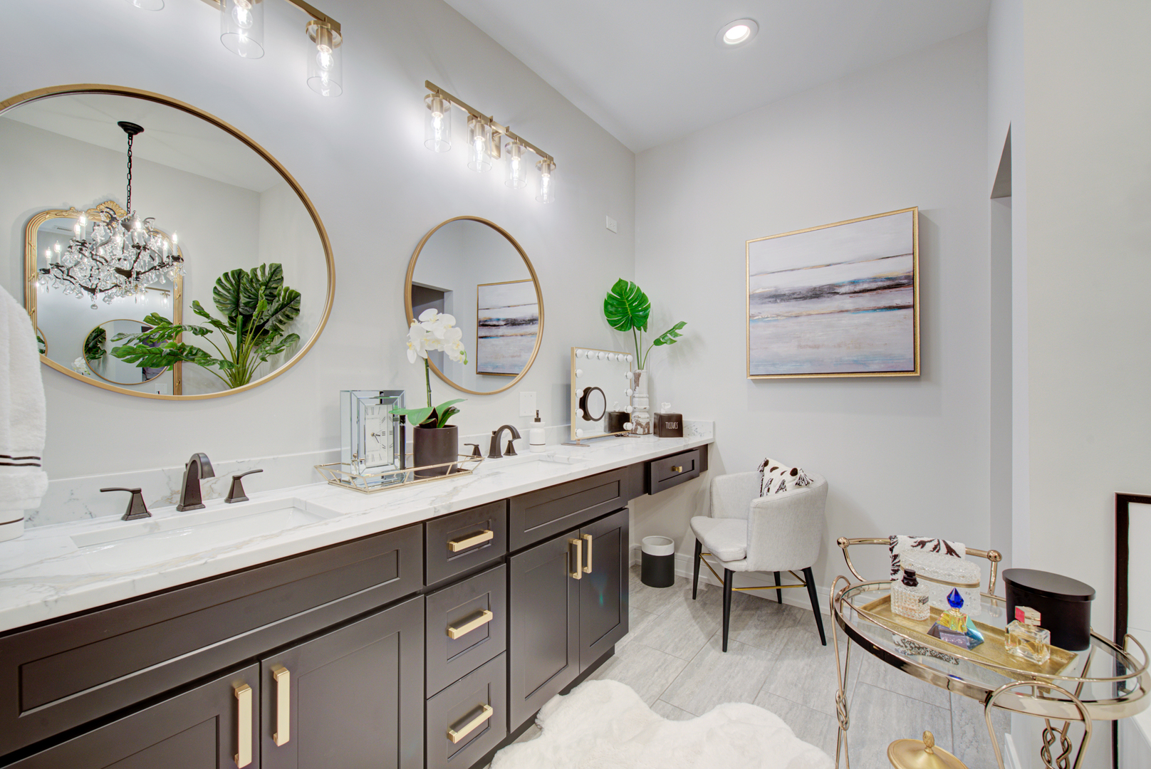 106 East Main Street St. Charles, IL 60174 - Photo 27 of 46 a bathroom with a granite countertop sink mirror and vanity