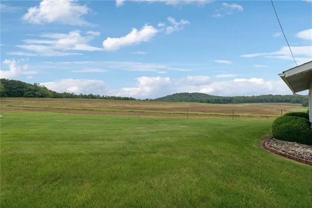 a backyard of a house with lots of green space