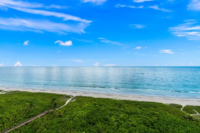 a view of an ocean beach and an outdoor space