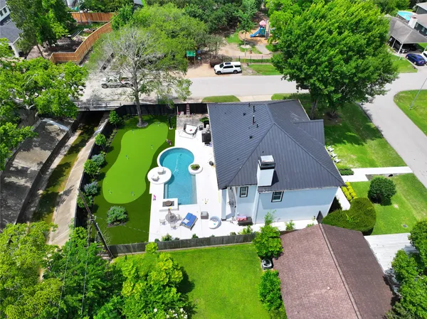an aerial view of a house