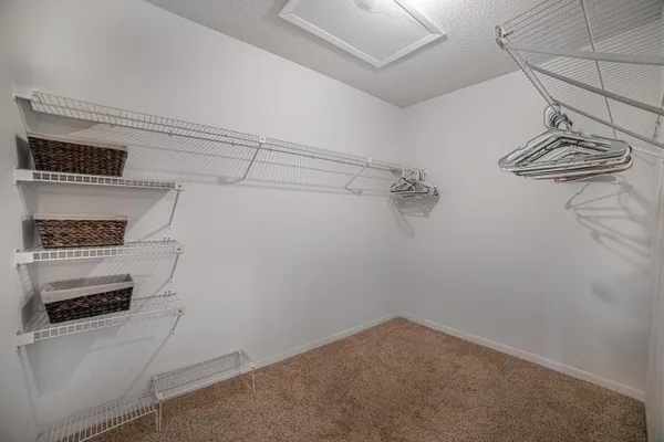 a view of a storage & utility room with racks on the wall