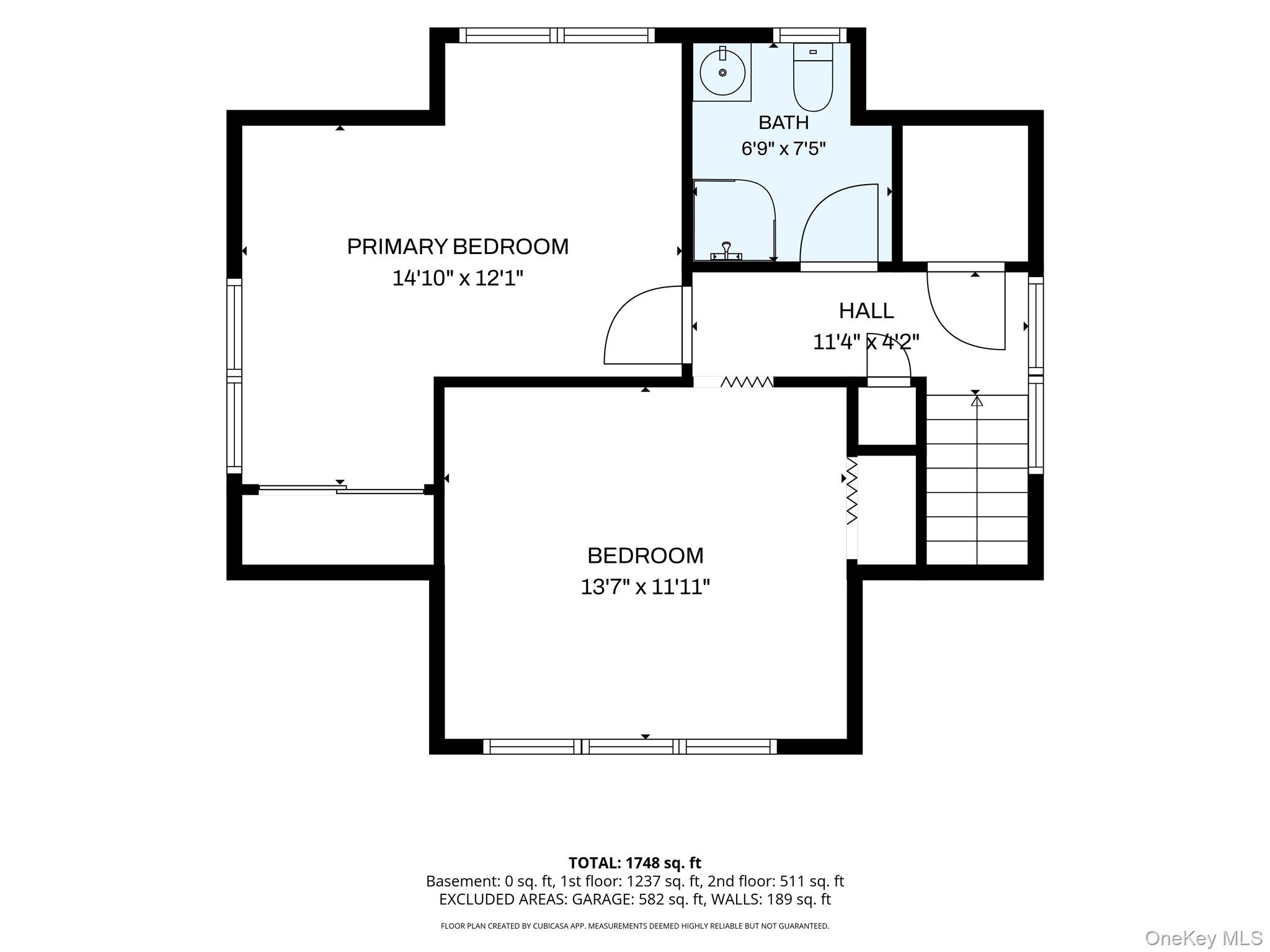 7 Walnut Street Poughkeepsie, NY 12601 - Photo 29 of 30 Floor plan of the second level of the home.