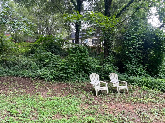 a backyard of a house with a yard and garage