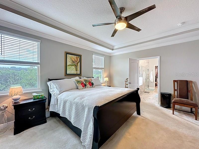 10148 Florence Ridge Drive Clermont, FL 34711 - Photo 18 of 50 a bedroom with a bed a couch and a chandelier