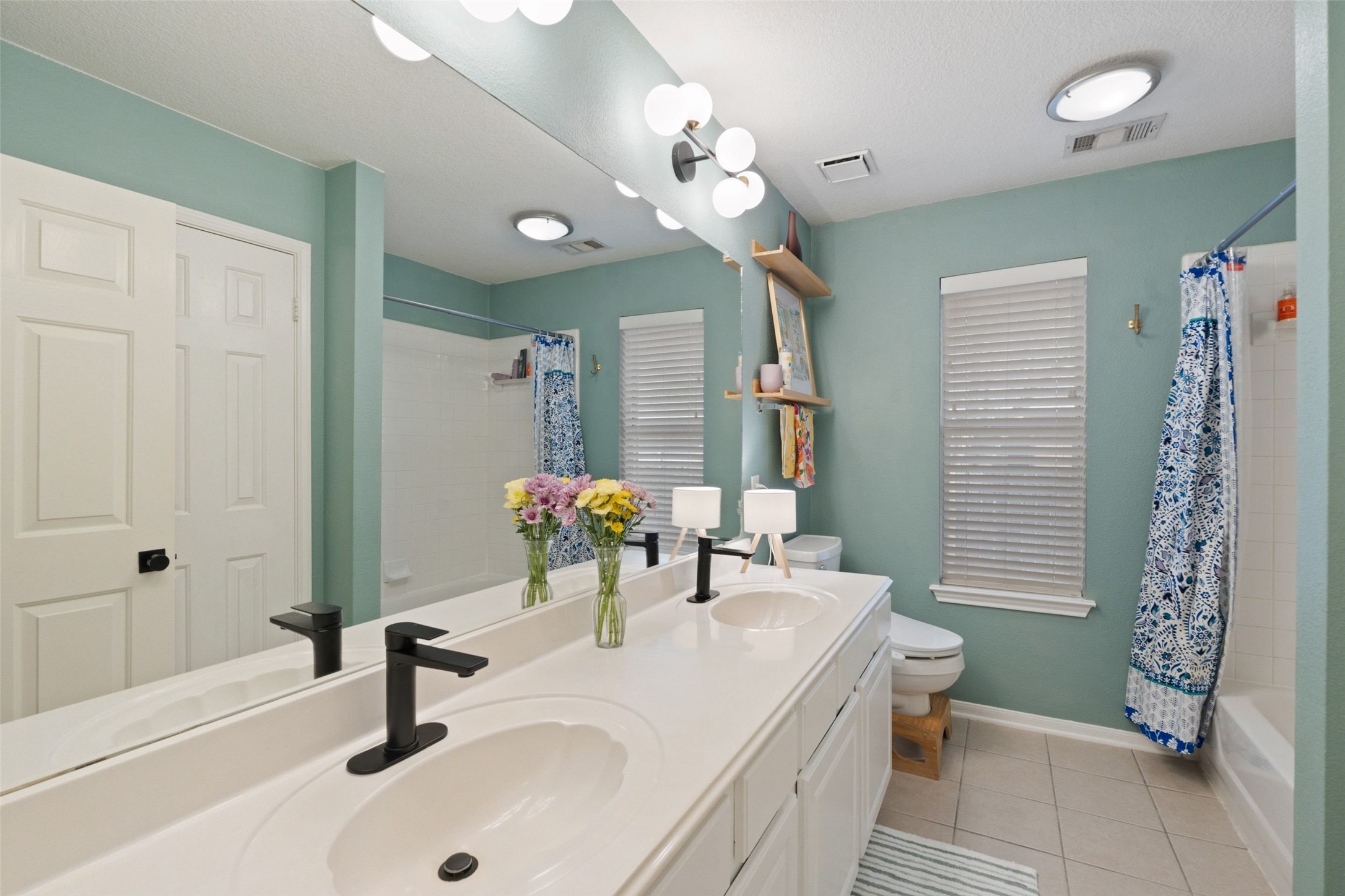 11016 Amaranth Lane Austin, TX 78754 - Photo 25 of 36 a bathroom with a sink a toilet and a mirror