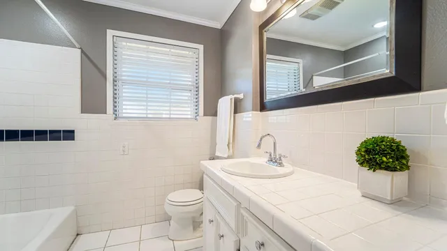 a bathroom with a sink a toilet and mirror