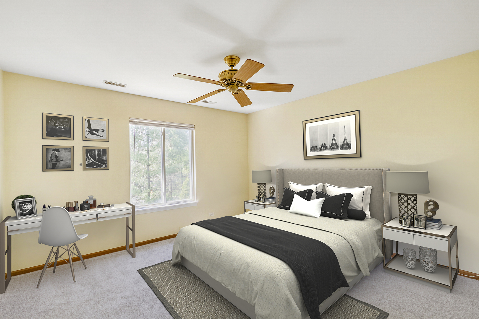 2624 Idaho Road Naperville, IL 60564 - Photo 16 of 23 a bedroom with a bed and a chandelier