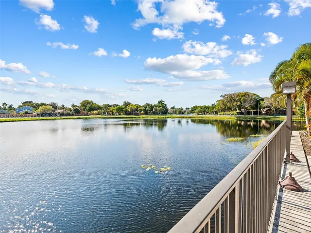 a view of a lake with a outdoor space