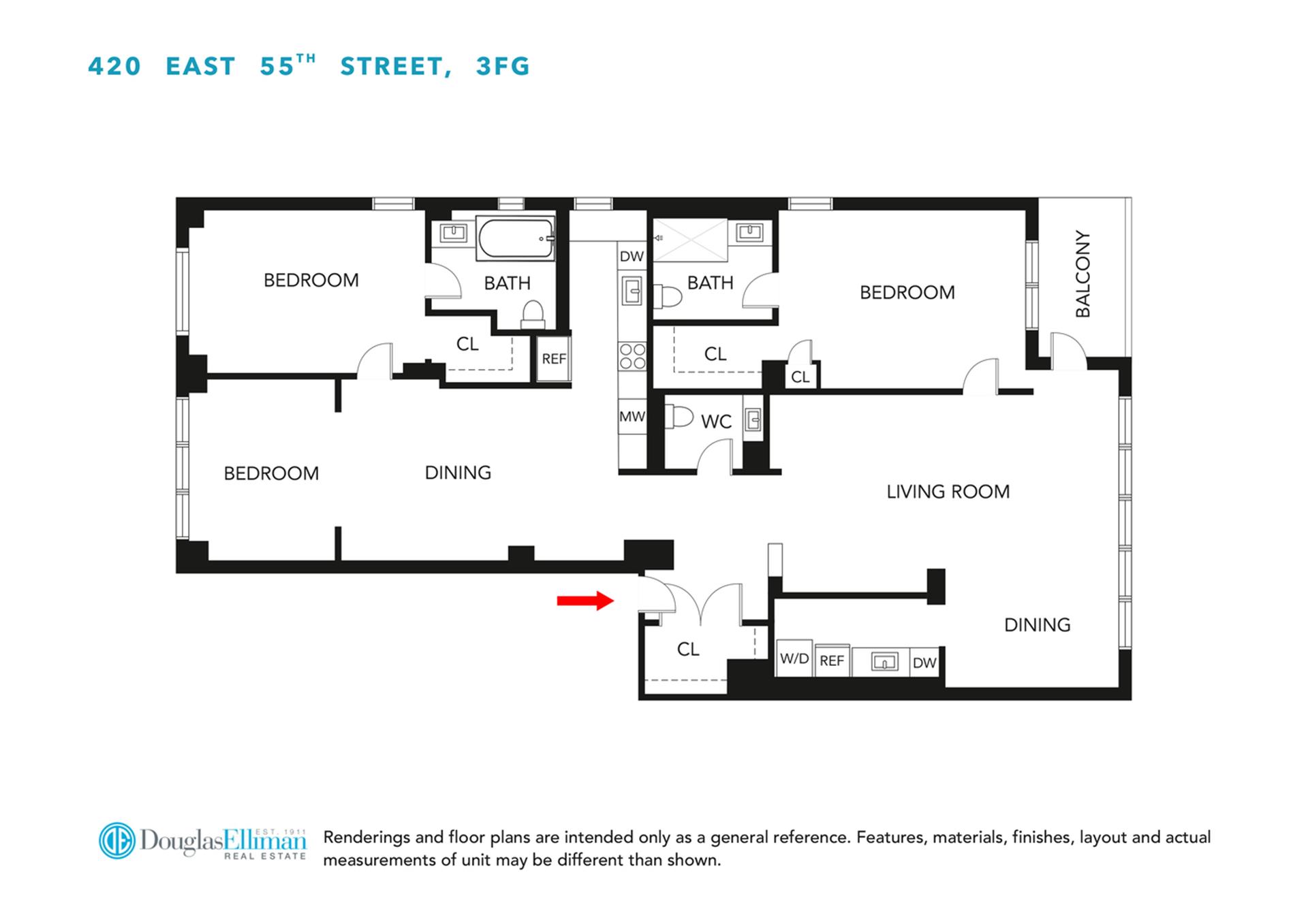420 East 55th Street, Unit 3FG Manhattan, NY 10022 - Photo 8 of 8 a picture of a white wall with a white wall and a white wall